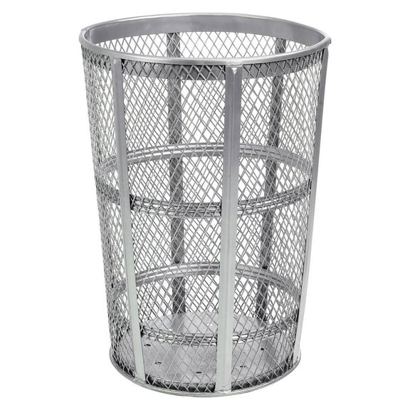 Global Industrial Outdoor Steel Mesh Corrosion Resistant Trash Can 48 Gallon Sil