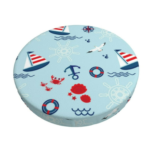 Naloa Sailboats Anchors Round Bar Stool Cushion Cover 12-14 inch, Fits Kitchen, Office, Restaurant Chairs - 12 inch