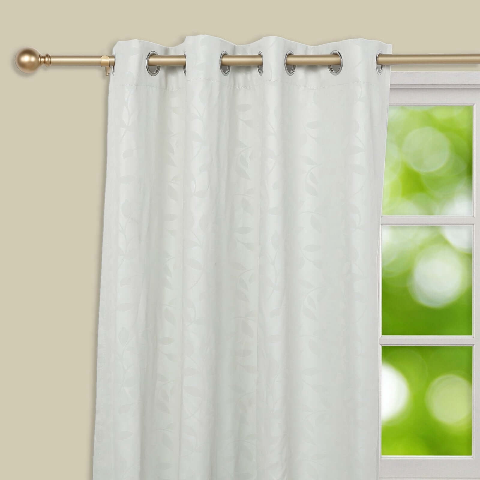 Efavormart 1 Pack of 42"-126" Adjustable Gold Curtain Rod Sets Round Finials Decorative Rod for Window Treatment Looks with Classic Finishing