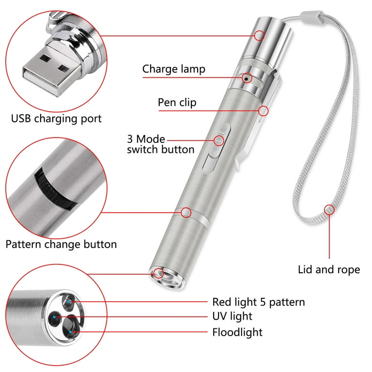Universal - 3 en 1 Rechargeable Chat Laser Pointeur Jouet USB Électrique  Torche d'Entraînement Chat Lampe UV - Jouet pour chien - Rue du Commerce