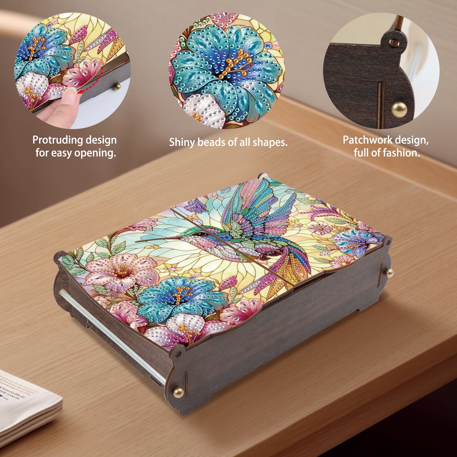 Diamond Painting Kit Storage Box Flower and Bird DIY Multi-Purpose Craft Storage Box Ideal for Home Offices and Holiday Gifts