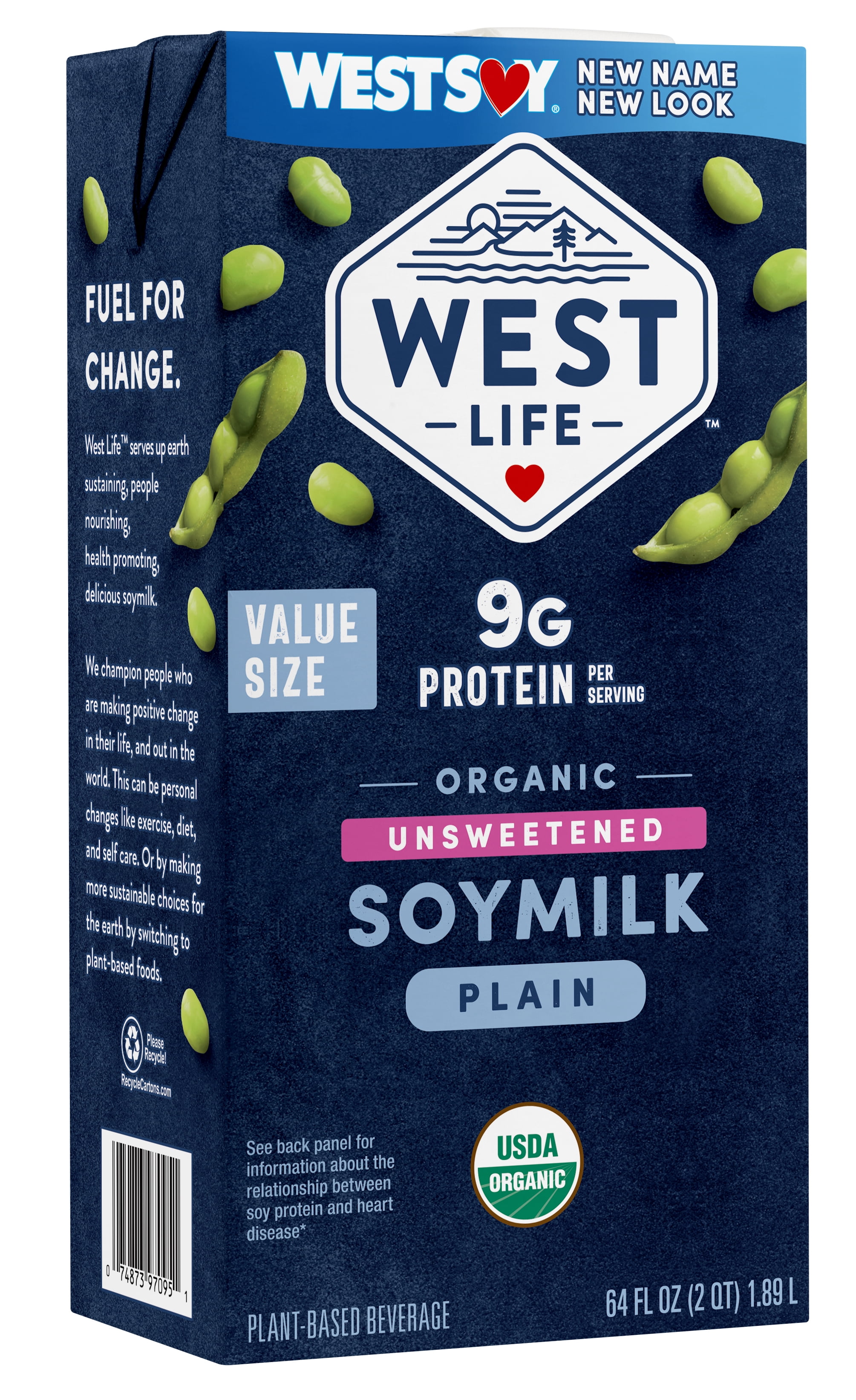 West Life Organic Original Unsweetened Soymilk Shelf-Stable 64 fl. oz. (Pack Count 1)