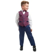 Nautica Little Boys Regular Fit 4 Pc Blue Tartan Vest Set Blue Size 5