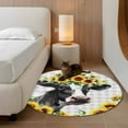 thumbnail image 3 of Round Rugs 4 Ft, Farmhouse Cow Non Slip Area Rugs for Kitchen Bedroom Entryway, Pastoral Sunflower Botanical Gray Plaid Washable Carpet Runner Rug Floor Mats for Bedroom Home Decor, 3 of 9