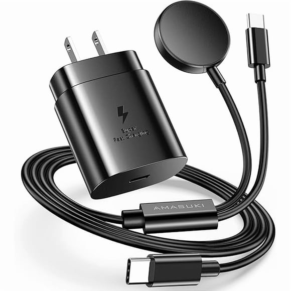 ccwmincc 2 in 1 for Samsung Watch Charger,25W USB C Charger Fast Charging Compatible with Galaxy Watch 8/8 Classic/Ultra/7/6-3/Active/FE Galaxy S25 Ultra/S24-S20/A14/A54/Z Fold 6/5/Z Flip 6/5(4.1FT)
