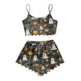 thumbnail image 5 of Tnhcen Women's Halloween Spider Web Pajama Set Cami Top Shorts Sleepwear Cozy Loungewear 2-Piece Outfit S-2XL Dark Gray, 5 of 6