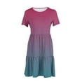thumbnail image 6 of Erwazi Summer Casual Dresses for Women Swing Short Sleeve T Shirt Dresses Tiered Flowy Beach Mini Dress with Pockets, 6 of 6