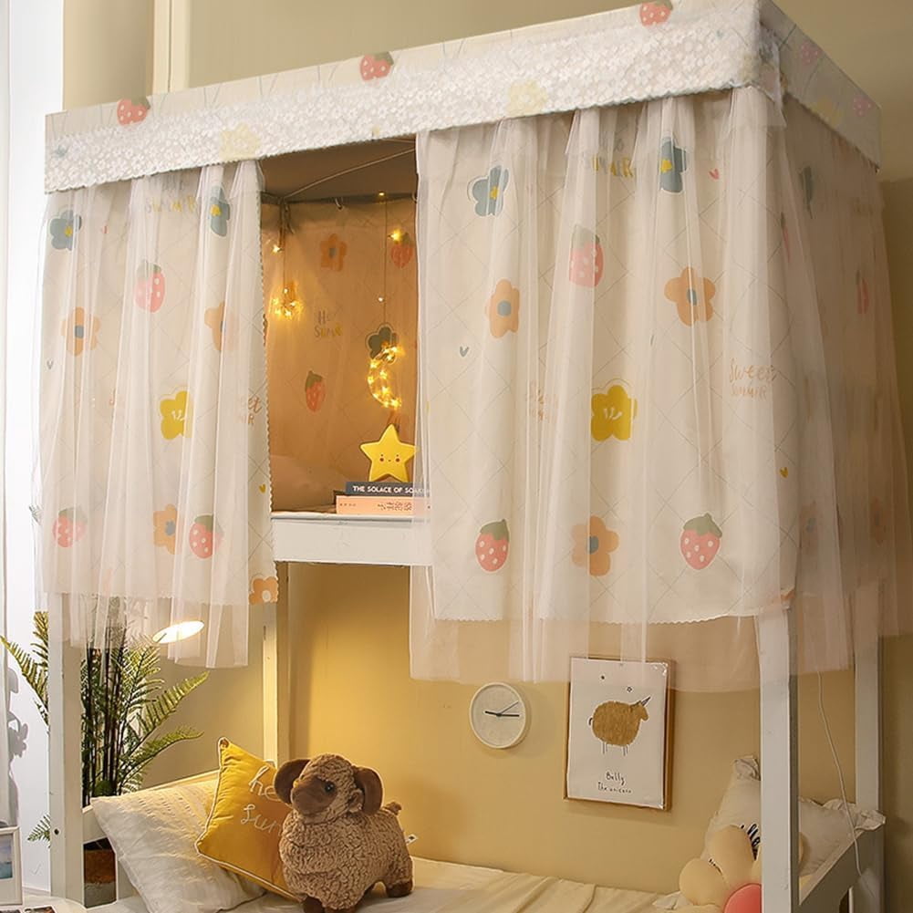 Bottom Bunk Bed Curtains Single Bed Tent Curtain Blackout Bed Drapes Dustproof Dormitory Bed Canopy Students Shading Bedding for Single Sleeper Loft Bed
