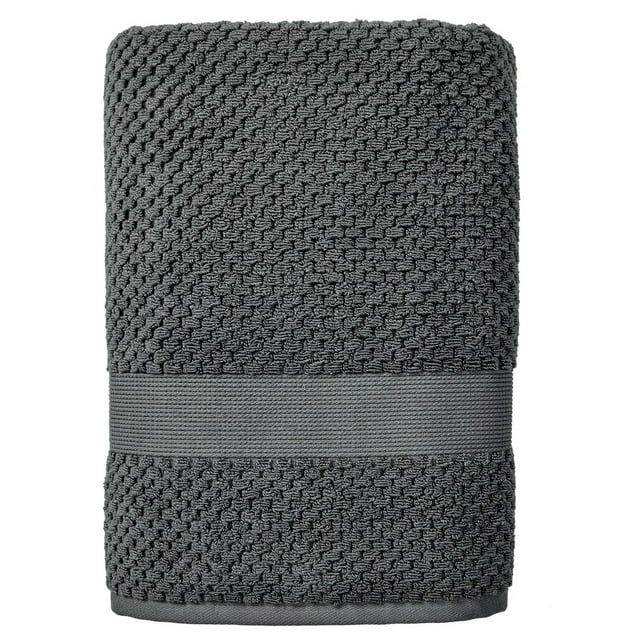 Dark gray Better Homes & Gardens Signature Soft Popcorn Texture Towel featuring a raised textured pattern and a smooth horizontal band.