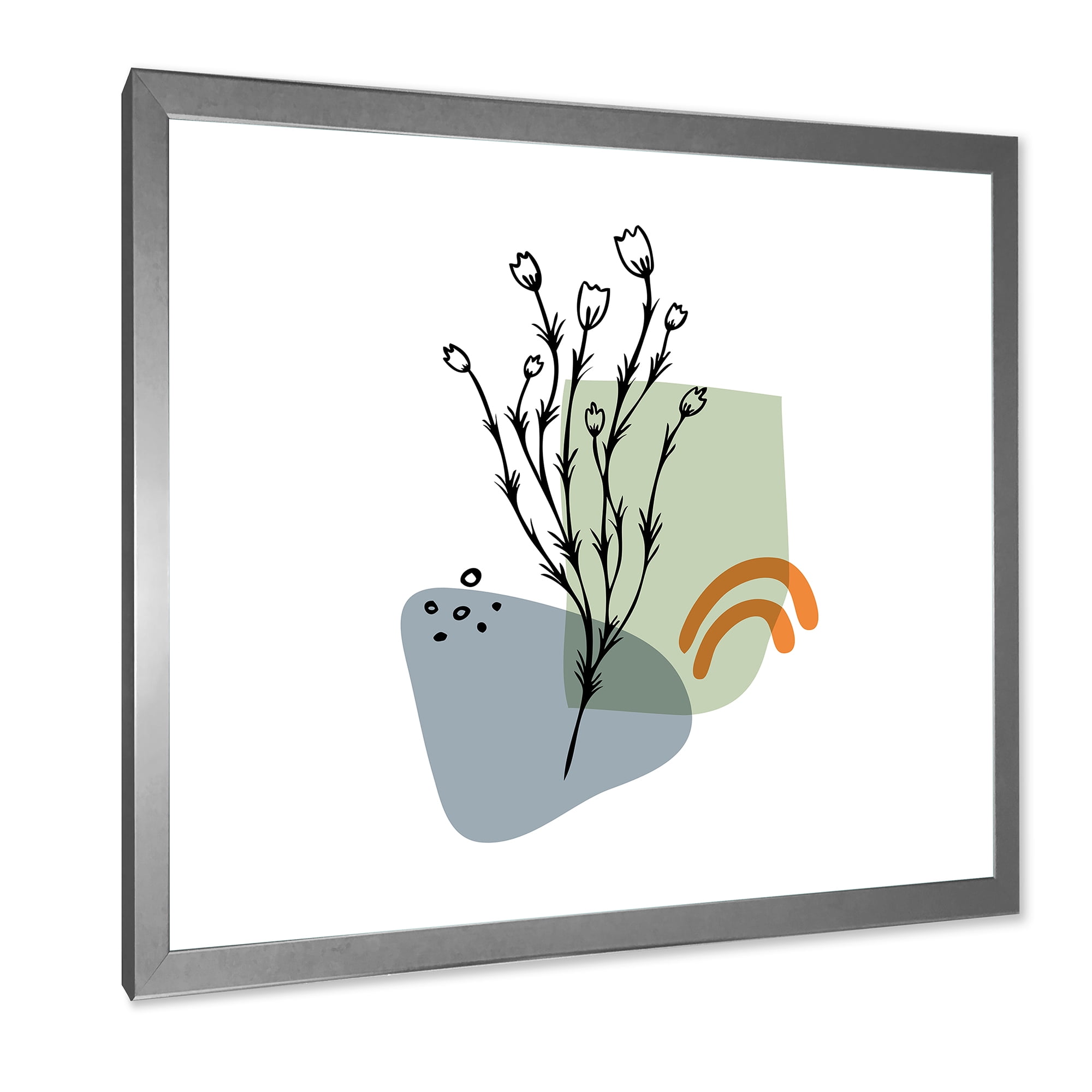 Designart 'Abstract Minimal Shapes Under Flowers II' Modern Framed Art Print
