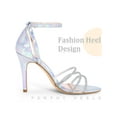 thumbnail image 3 of BLISSFUL STEP Rhinestone Ankle Strap Stiletto Heel Sandals for Women Silver 8.5, 3 of 6