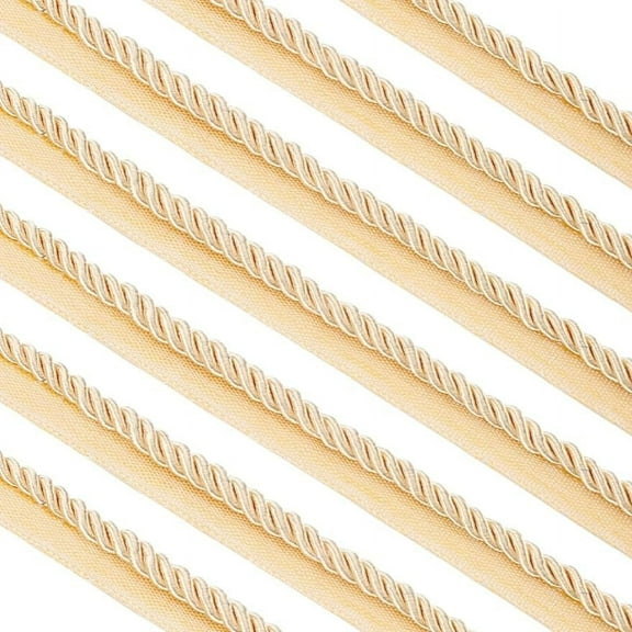 11 Yards Twisted Lip Cord Trim 3/5inch Upholstery Trim Cord Rope Ribbon Light Khaki Braid Ribbon
