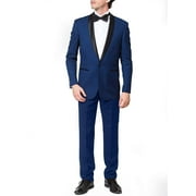 Giorgio Fiorelli Men’s G47815/17 One Button Modern Fit Two-Piece Shawl Collar Tuxedo Suit Set - Blue - 38S