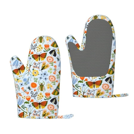 

Matuu Insects and Flowers for Silicone Oven Gloves Heat Resistant Grilling Gloves Non-Slip Silicone Oven Mitt Great for Grilling Kitchen and Cooking