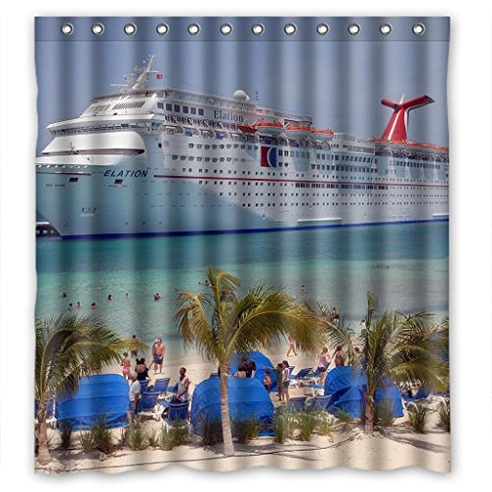 GreenDecor Beautiful Cruise Ship Oceanliner Waterproof Shower Curtain