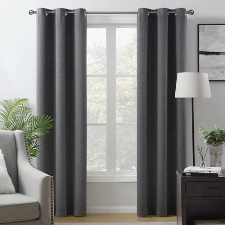 Chelsea Cationic Gray 38 in. W x 84 in. L Grommet Room Darkening Curtain (Single Panel)