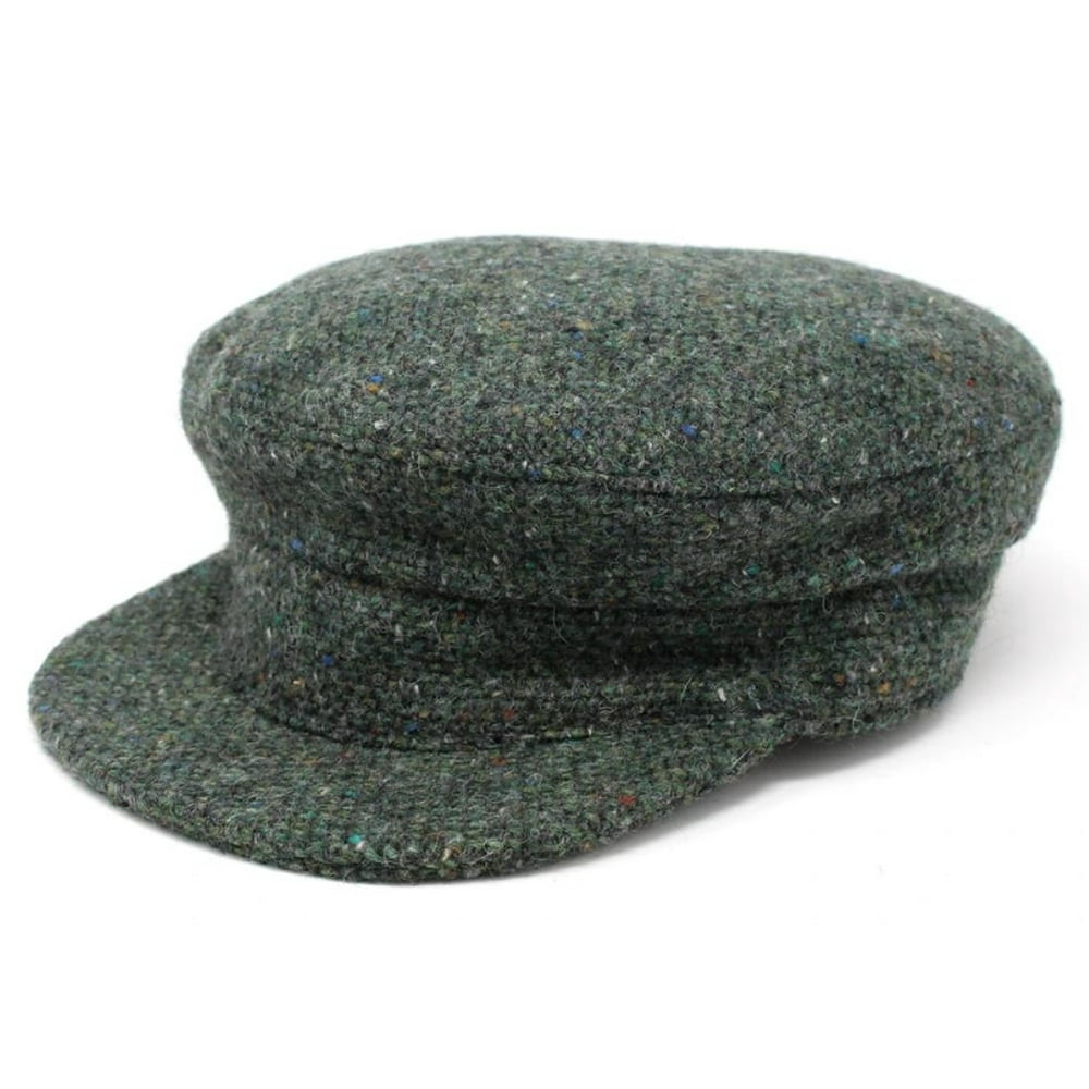Hanna Hats - Irish Skipper Tweed Driving Cap for Men's Green Fleck Salt ...