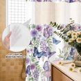 thumbnail image 3 of No Hook Shower Curtain, Pink Flowers Shower Curtains for Bathroom with See Through Top Window, Spring Floral Purple Butterflies Watercolor Waterproof & Washable Bath Curtain Extra Long 72"x84", 3 of 9