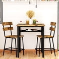 thumbnail image 4 of MIERES Counter Height Dining Set for 3 Piece,Small Kitchen Table Set with Storage Shelf, Farmhouse Bar Table Set for Small Spaces, Dining Room, Kitchen, Rustic Brown, 4 of 9