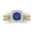thumbnail image 2 of Clara Pucci 18K Yellow/White Gold 1.495 Simulated Tanzanite Engraveable Engagement Ring + Wedding Band Set, 2 of 7