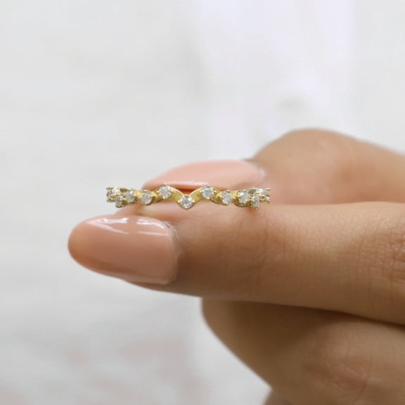 Jewelegant 0.873 TW Round Moissanite Diamond Wedding Band - Moissanite Diamond Half Eternity Band - Stackable Band for Engagement Ring, Matching Band