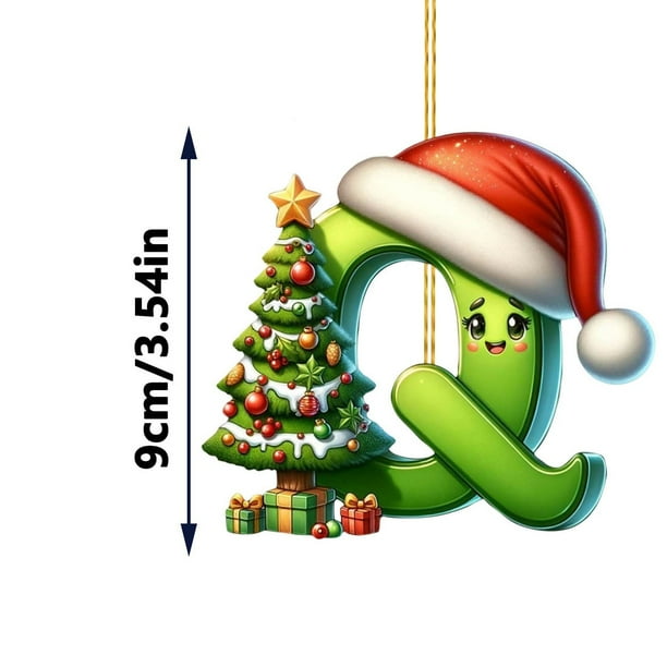 Rapeiae 2D Acrylic Christmas Tree 26 Letter Pendant Decorative Gift Family Christmas Party Pendants
