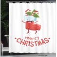 thumbnail image 4 of Ambesonne Christmas Shower Curtain, Happy Sock Candy Canes, 69"Wx84"L, Dark Pink and White, 4 of 5