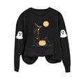 thumbnail image 4 of Byworldtasic Halloween Spooky Season Shirt for Women Cute Ghost Long-Sleeve Pullover Tops Lightweight Sweatshirt, 4 of 8