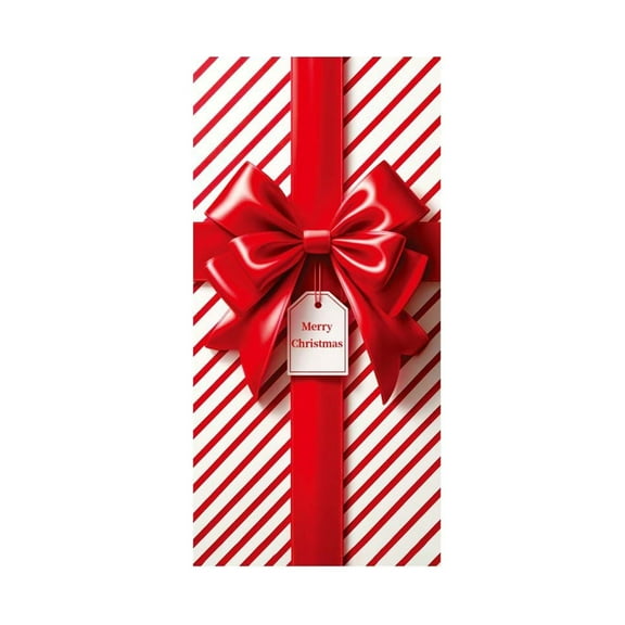 geerera Christmas Door Cover, Xmas Gift Box Door Hanging Banner, Bowknot Photography Backdrop Outdoor Sign for Home Wall Indoor Outdoor Party