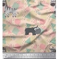 thumbnail image 1 of Soimoi Orange Rayon Fabric Geometric Shapes,Wild Animal & Hippopotamus Kids Printed Fabric 1 Yard 42 Inch Wide, 1 of 1