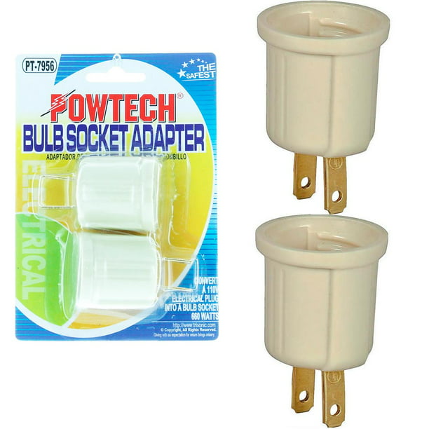2 Pc Light Bulb Socket Adaptor Converter Screw Base AC Outlet Plug ! - Walmart.com