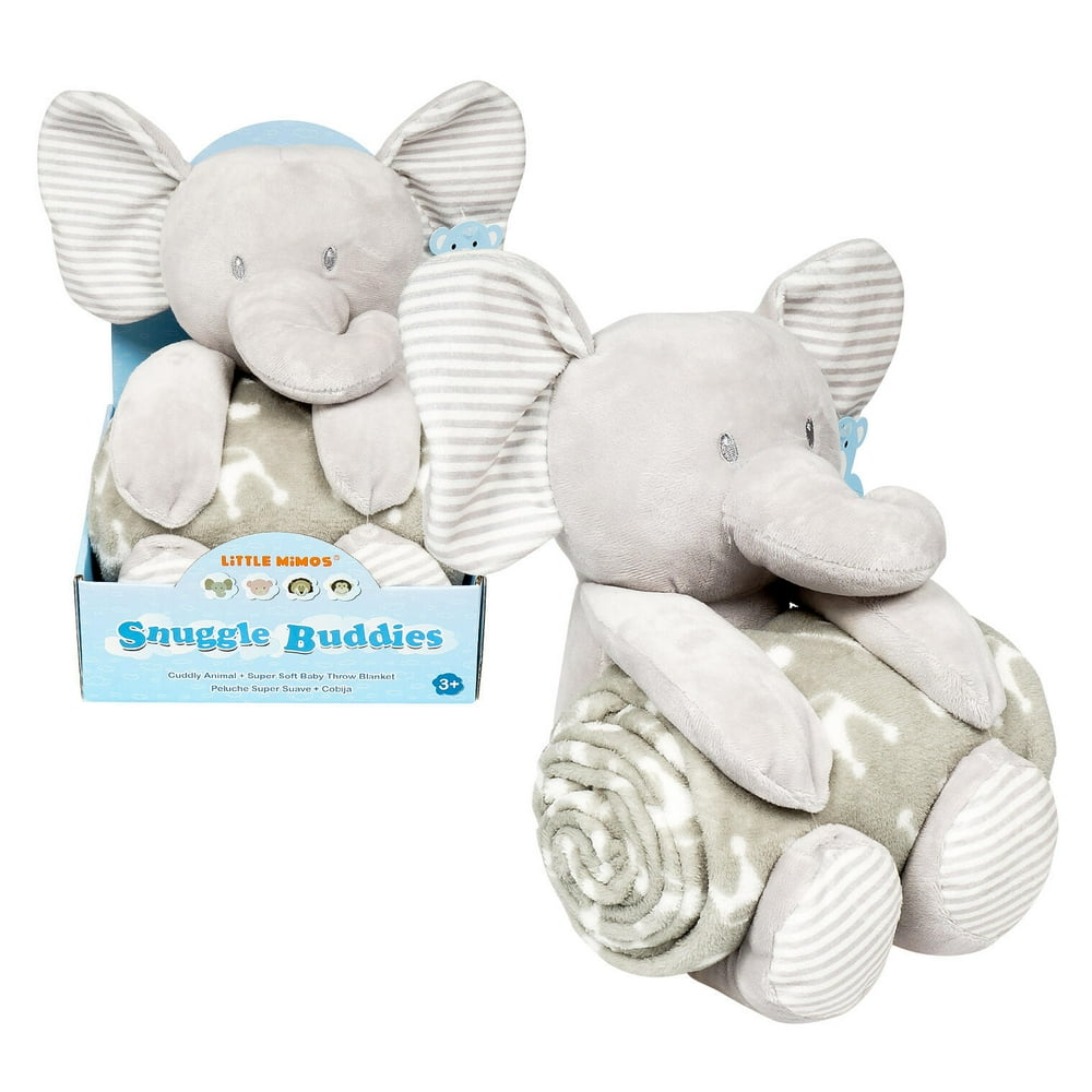 Elephant Plush Toy Baby Blanket Grey and White