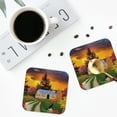 thumbnail image 5 of Balery 4 Pcs Fall Village Sceneryleather Coasters Set, Drink Table Cup Coasters For Living Room Kitchen Coffee Decor, 5 of 9