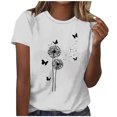 thumbnail image 2 of QUNYINEY Pullover Women's T-Shirts Crew Neck Dandelion Casual Short Sleeve Tops Loose Women Tops, 2 of 4