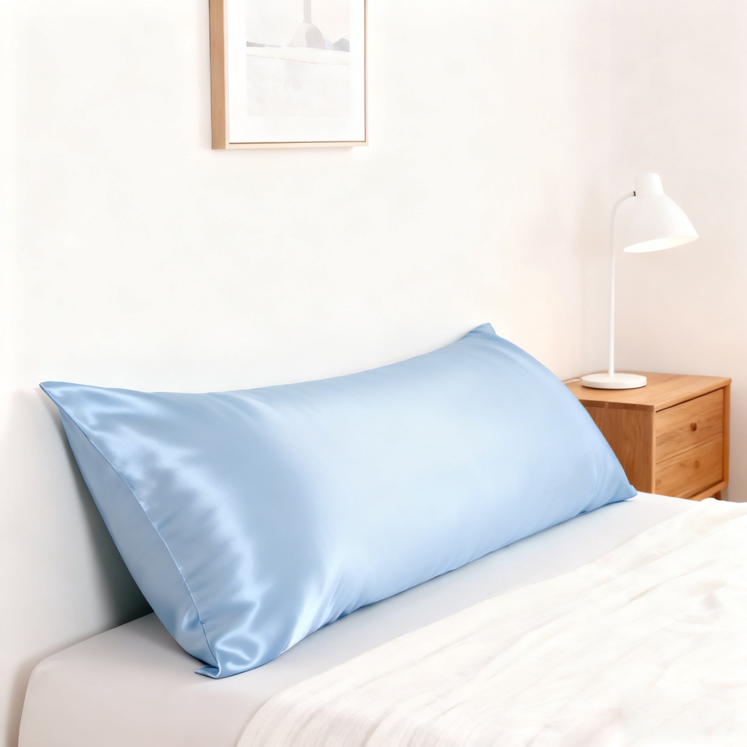 Silky Soft Satin Body Pillowcases for Hair and Skin, 20x54 Inch, 2-Piece Aqua