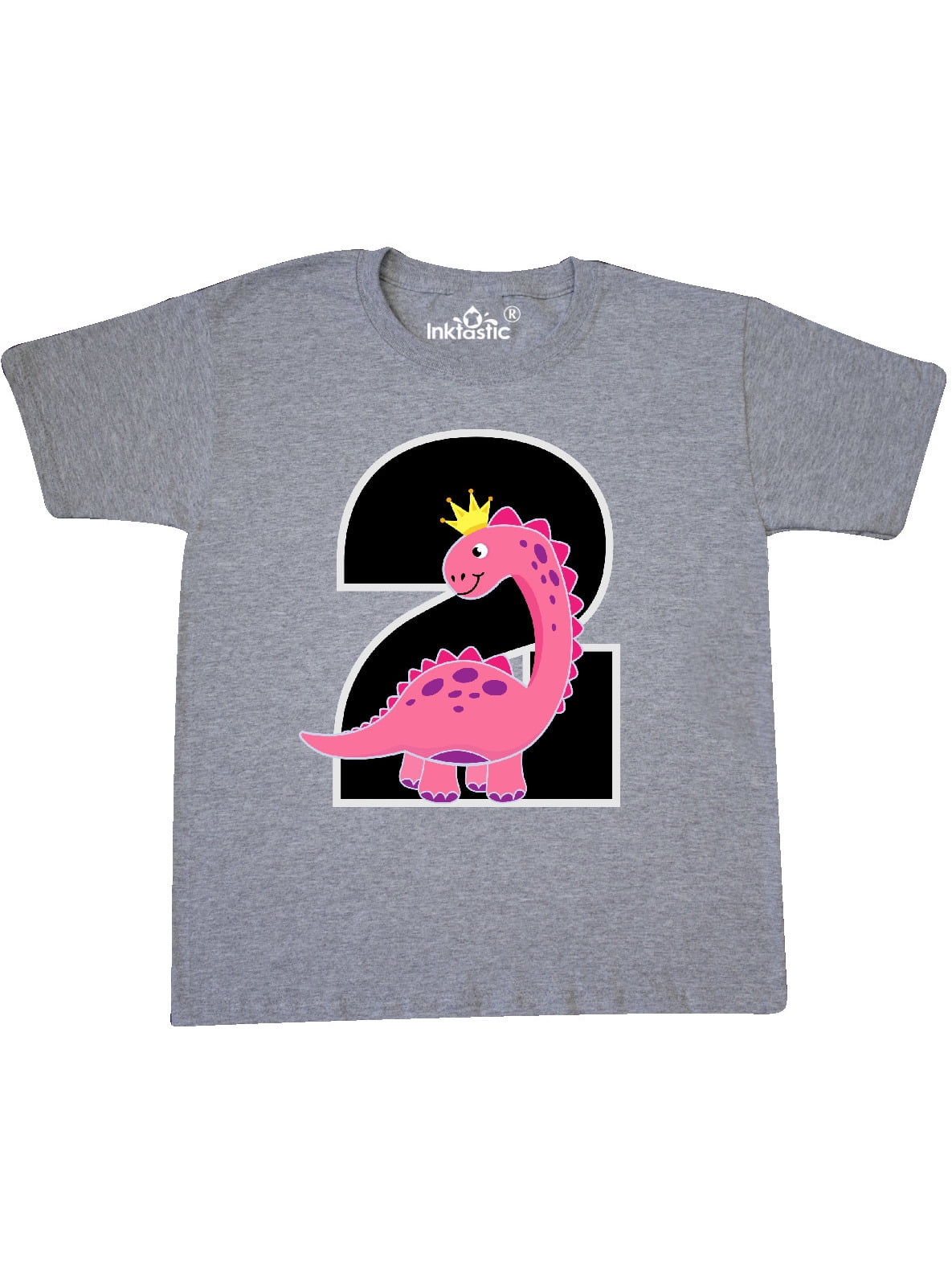 INKtastic - 2nd Birthday Dinosaur Girl Party Youth T-Shirt - Walmart ...