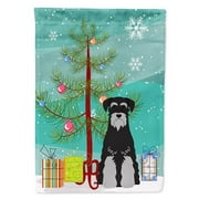 Carolines Treasures BB4159CHF Merry Christmas Tree Standard Schnauzer Black Grey Flag Canvas House Size