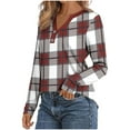 thumbnail image 4 of Craaazy Long Sleeve Shirts For Women V-Neck Casual Printed T-shirt Button Down Shirts For Women Plaid Graphic Tops Gifts For Women, 4 of 5