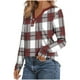 thumbnail image 4 of Ailaofu Womens Long Sleeve Tops Fall Button V Neck Graphic Shirts Dressy Casual Henley Tops Women Blouses, 4 of 5