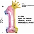 thumbnail image 2 of Aluminum Film 32 Inch Digital Crown Foil Number Balloons Gradient Color Digital Balloon Birthday Party Decoration Balloon Baby Birthday Shower Wedding, 2 of 4