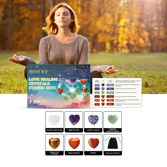 Clearance Items! Gspmoly Vitamin Supplements, Heart Healing Crystal Chakra Kit Negative Energy Elimination Soothes The Protein Powder