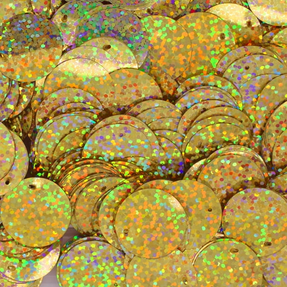 Gold Sequins 20mm Top Hole Hologram Glitter Multi Reflective Metallic Made in USA