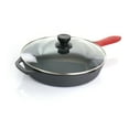 thumbnail image 3 of MegaChef Pre-Seasoned 6 Piece Cast Iron Skillet Set with Lids and Red Silicone Holders, 3 of 3