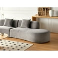 thumbnail image 5 of Miekor Furniture 132" Curved Sofa with Throw Pillows, 6 Seater Luxury Velvet Couch with Half Moon Design and High-Density Foam, Ideal for Modern Living Room, Office & Apartment, Grey MK5082, 5 of 12