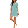 thumbnail image 2 of INSPIRE CHIC Women's Short Sleeve Nightshirt Contrast Color V Neck Nightgown 2XL Green, 2 of 6