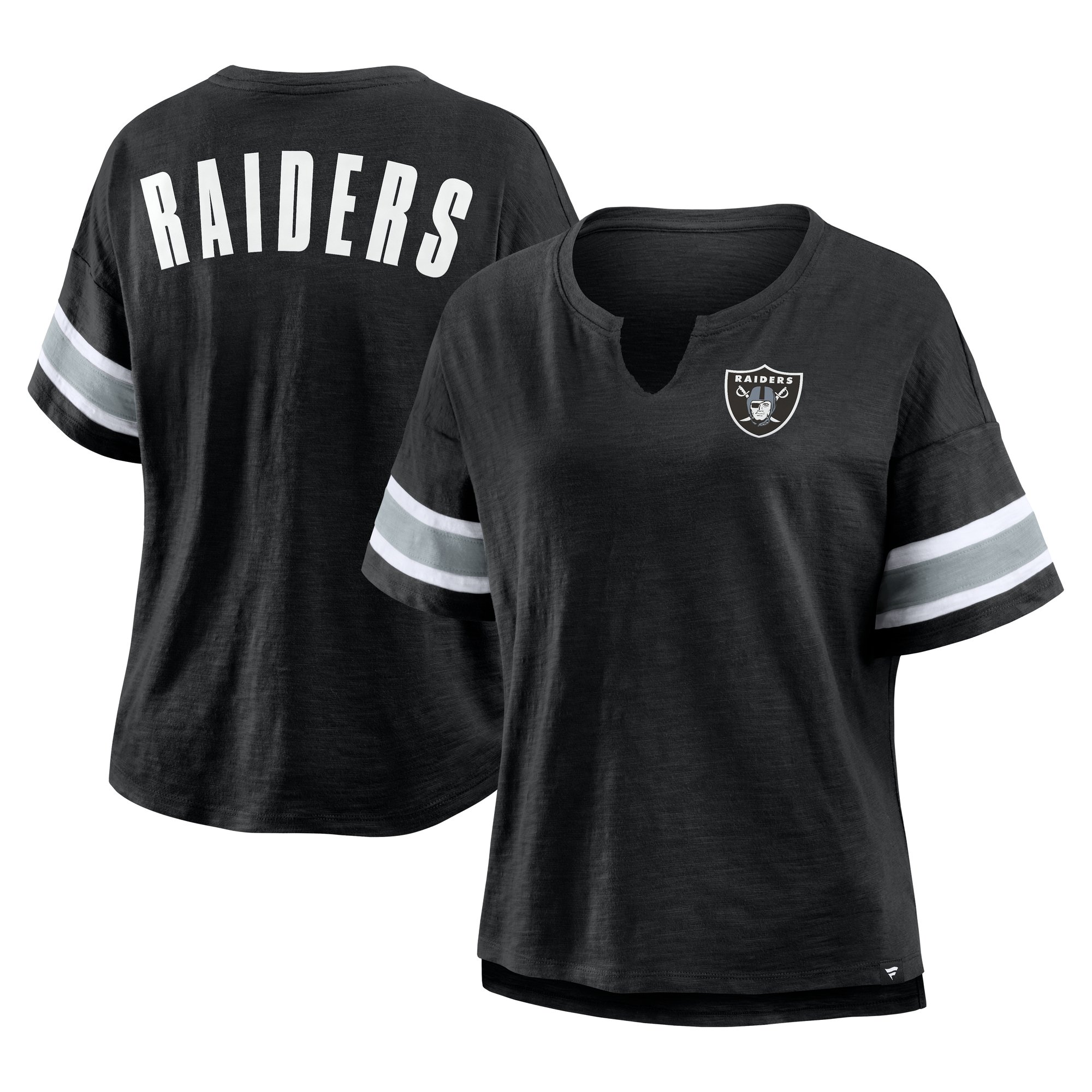 Women's Fanatics Black Las Vegas Raiders Plus Size Redzone Notch Neck T-Shirt
