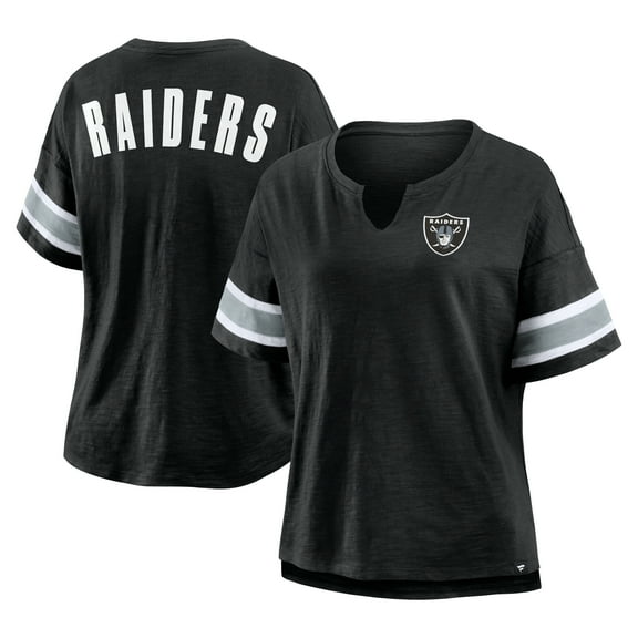 Women's Fanatics Black Las Vegas Raiders Plus Size Redzone Notch Neck T-Shirt