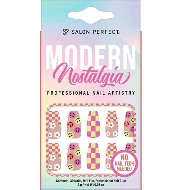 Salon Perfect Artificial Nails, 115 Modern Nostalgia Pink Checkers