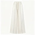 thumbnail image 7 of WIZUTIZ Women's High Waist Wide Leg Trousers Elastic Waist Drawstring Side Stripe Pockets Full Length Casual Loose Pants Street Style Elegant, 7 of 7