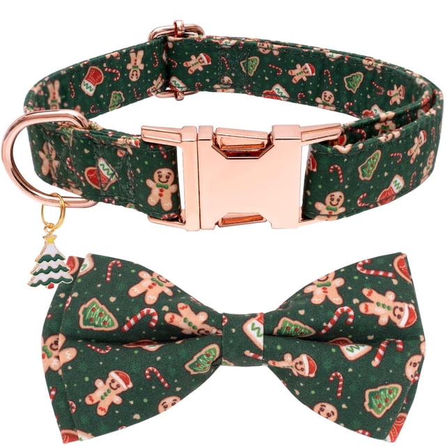 Collar para perro Faygarsle, pajarita navideña, hebilla metálica